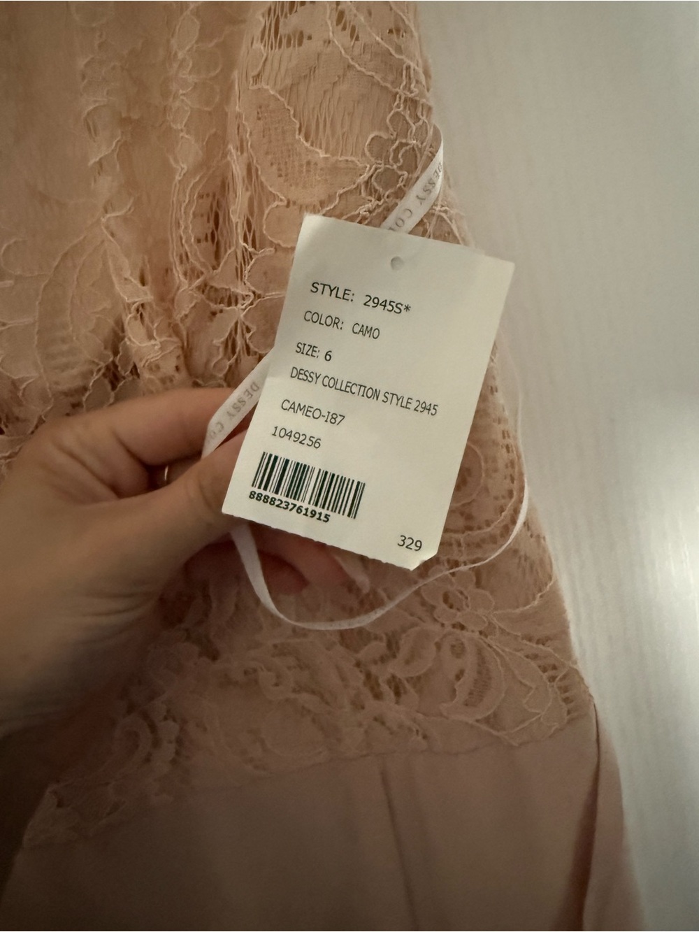 Dessy Blush Lace Dress (Size 6)